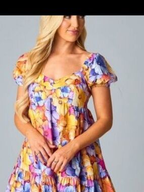Buddy Love Floral Mini Dress in Yellow, Purple, Pink